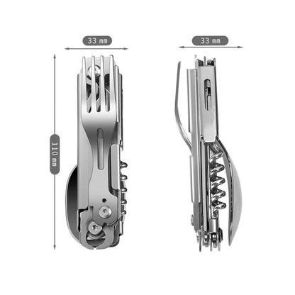 420 Stainless Steel Pocket Knife Multi-tool Portable Fork and Spoon