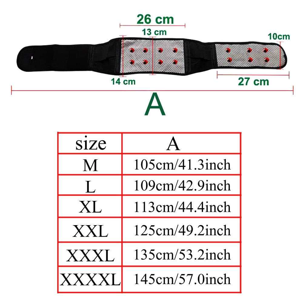 Adjustable Tourmaline Self Heating Magnetic Therapy Back Support Belt