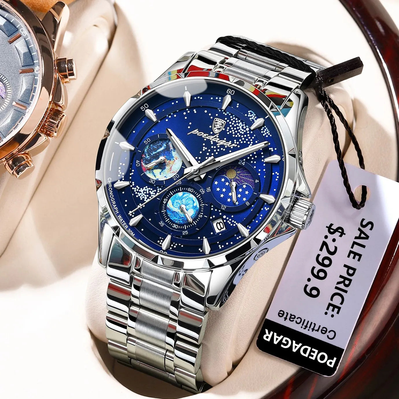 POEDAGAR Casual Mens Wristwatch Luxury Waterproof Luminous Date