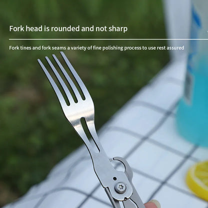 420 Stainless Steel Pocket Knife Multi-tool Portable Fork and Spoon