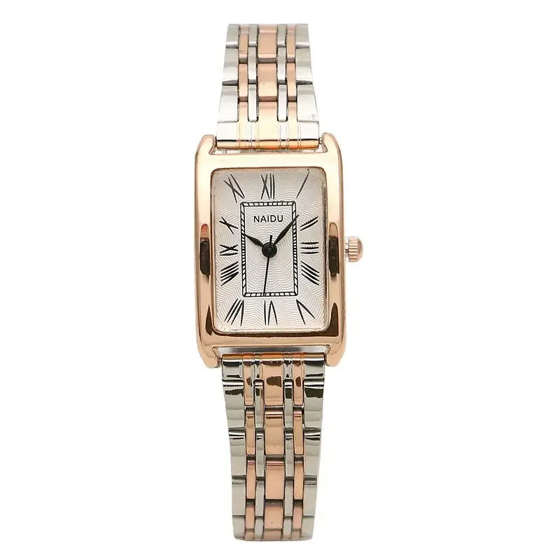 Relogio Watch for Women Rectangular Roman Scale, Ladies Steel Strap Watch Fashion Trend