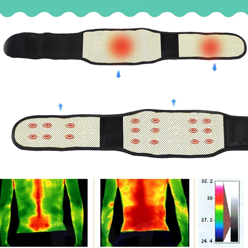 Adjustable Tourmaline Self Heating Magnetic Therapy Back Support Belt