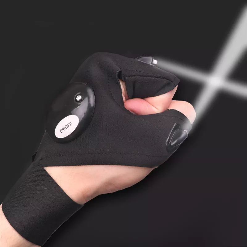 Fingerless Gloves With LED Flashlight