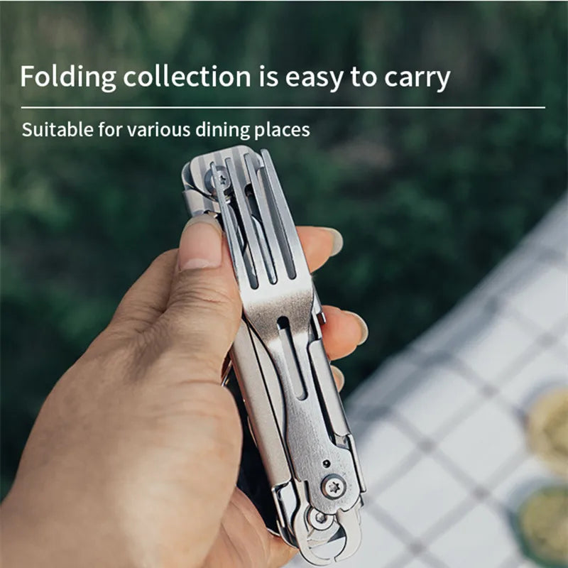 420 Stainless Steel Pocket Knife Multi-tool Portable Fork and Spoon