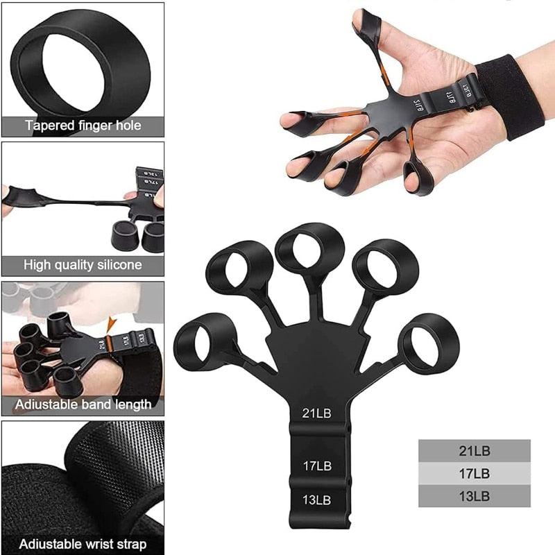 Silicone Gripster Grip Strengthener Finger Stretcher Hand Grip Trainer