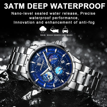 POEDAGAR Casual Mens Wristwatch Luxury Waterproof Luminous Date