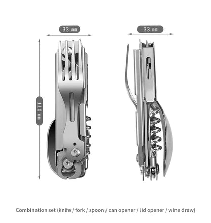 420 Stainless Steel Pocket Knife Multi-tool Portable Fork and Spoon