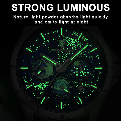 POEDAGAR Casual Mens Wristwatch Luxury Waterproof Luminous Date